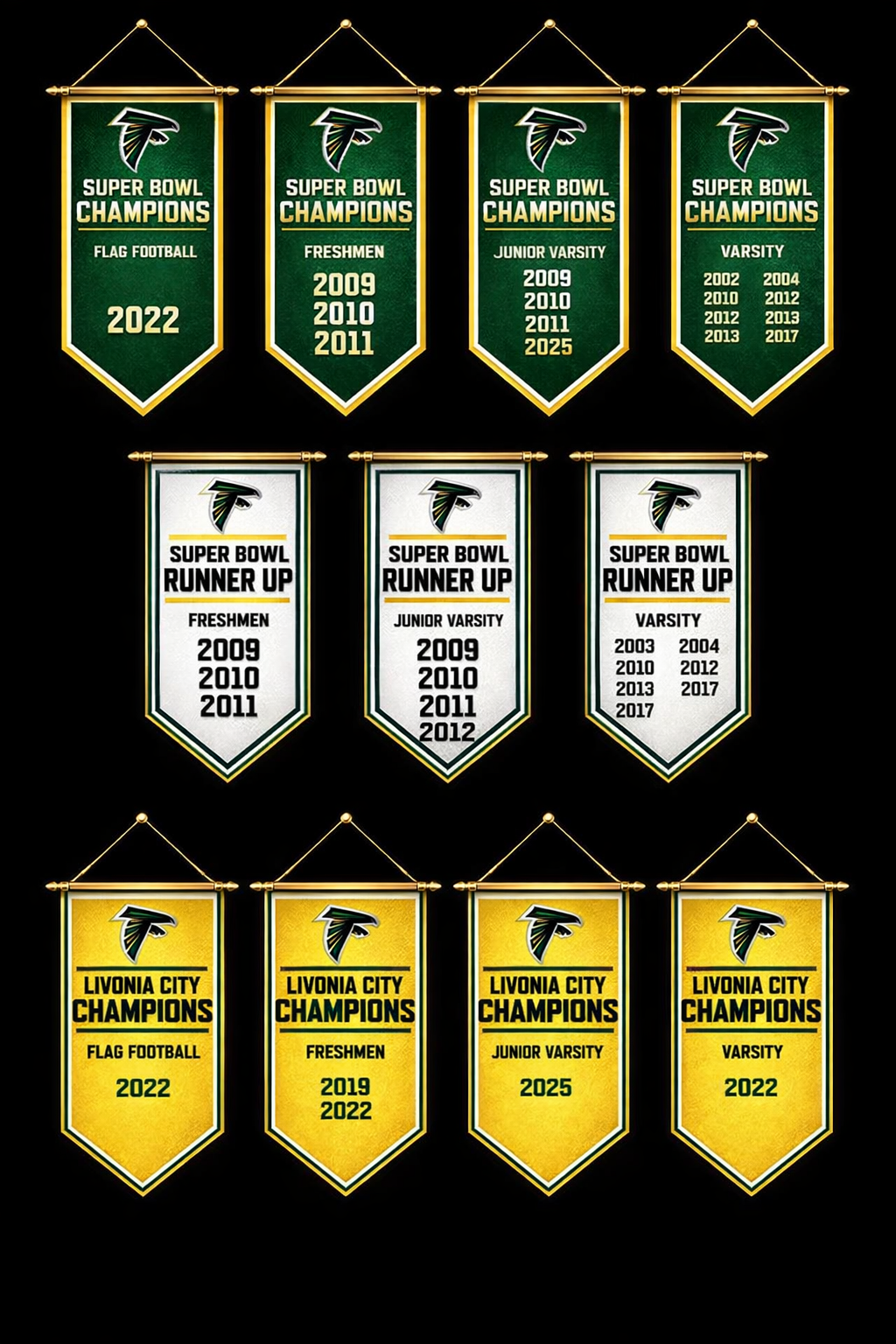 Livonia Falcons Football Championship Banners